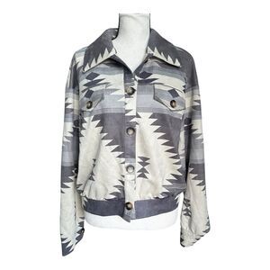 Flamingo Aztec Print Western Jacket L Microfiber Ranch Style Unisex Southwest